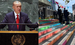 BM Genel Kurulu'nda LGBT'yi temsil eden renkler Erdoğan'ı kızdırdı!