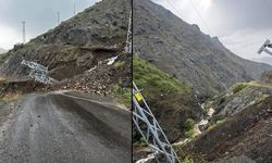 Erzurum'da sel ve heyelan nedeniyle yol çöktü