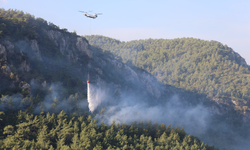 Muğla'da süren yangına havadan müdahale ediliyor