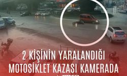 Samsun'da 2 kişinin yaralandığı motosiklet kazası kamerada...