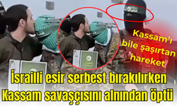 İsrailli esir serbest bırakılırken Kassam savaşçısını alnından öptü