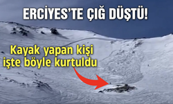 Erciyes’te çığ düştü! Kayak yapan kişi son anda kurtuldu