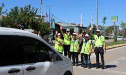 Şanlıurfa'da temsili trafik polisi olan engelli çocuklar sürücüleri uyardı