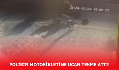 Polisin motosikletine uçan tekme attı!