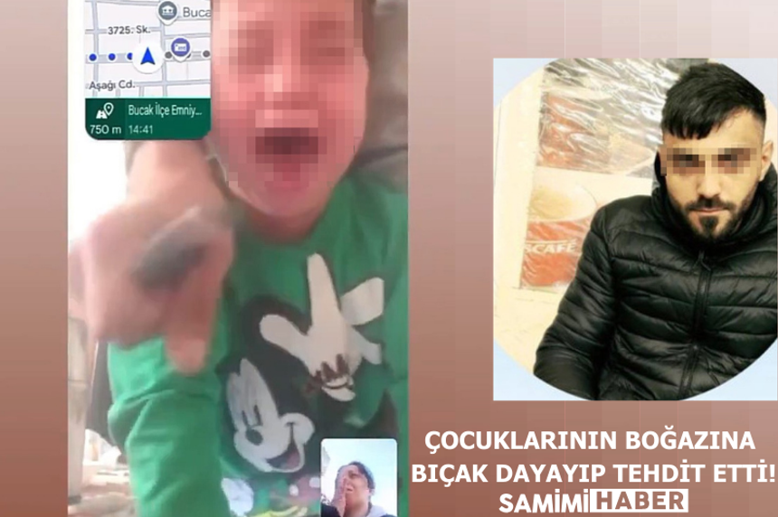 Çocuklarının boğazına bıçak dayayıp tehdit etti!