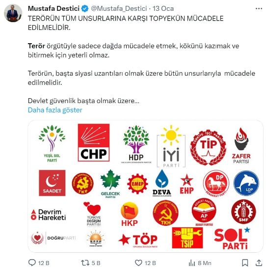 Mustafa Destici'den partilere 'terör' suçlaması