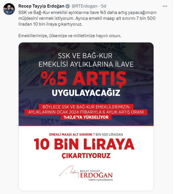 Erdoğan Emekli Zam