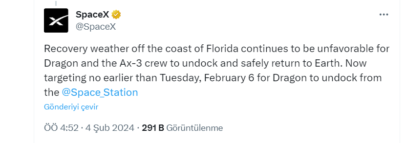  SpaceX açıklama yaptı geri dönüş yine ertelendi!