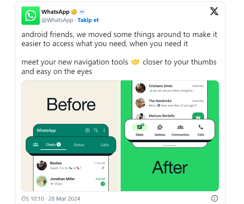 WhatsApp'tan  Android versiyona yeni güncelleme!