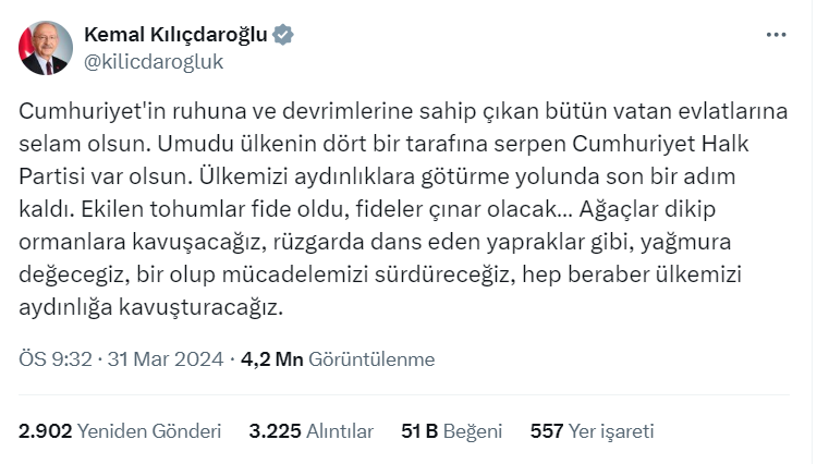 Kemal Kılıçdaroğlu Tweet