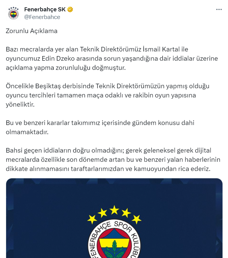 Fenerbahçeden 'zorunlu açıklama' geldi!