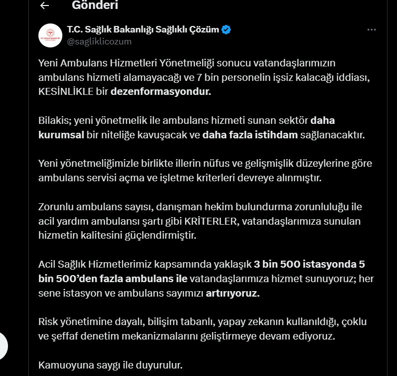 Sağlık bakanlığı ambluans